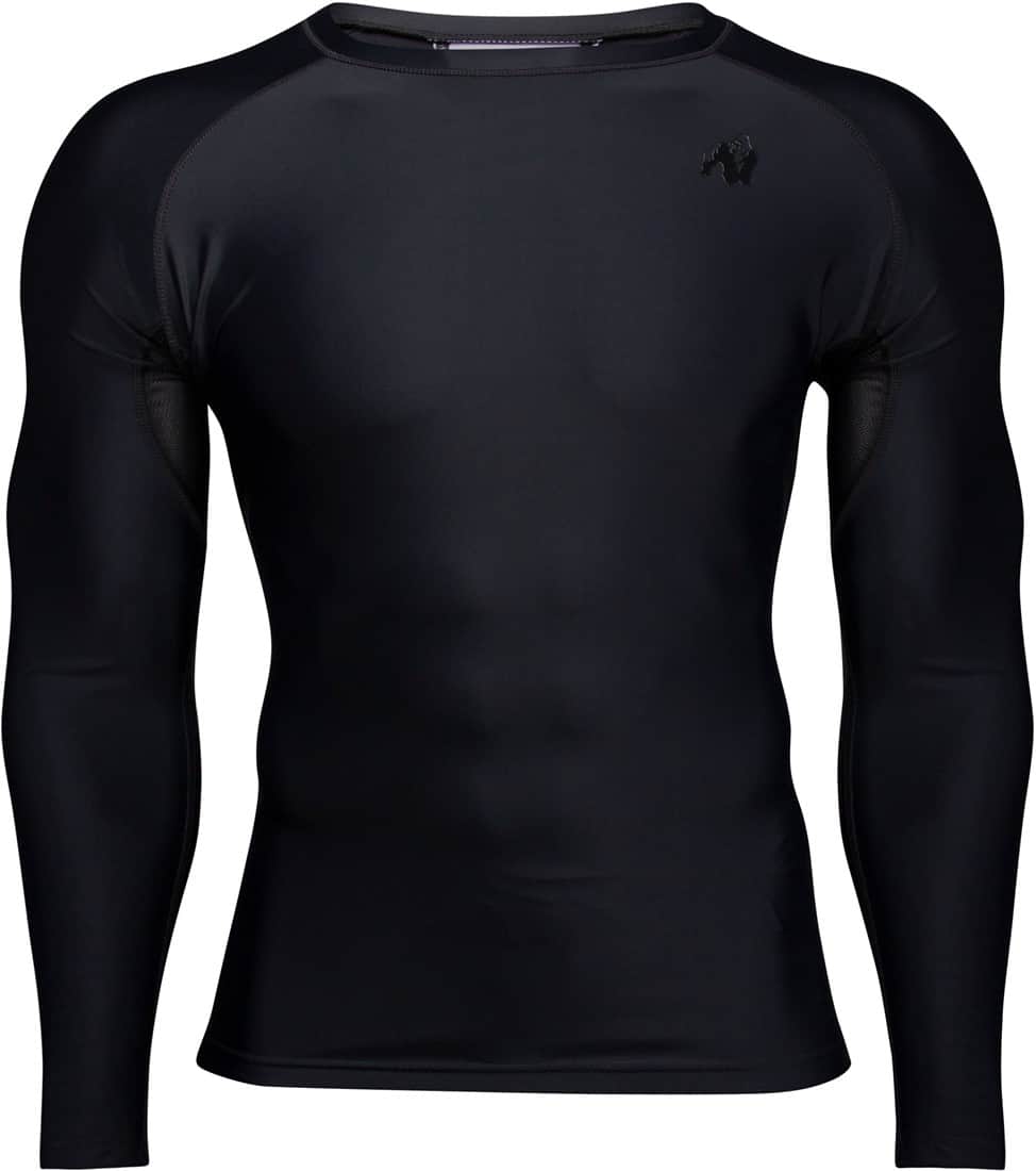 Hayden Compression Long Sleeve – Black/Black – Gorilla Wear Australia